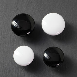 American Style Monochrome Glazed Ceramic <b>Cabinet</b> Drawer Handles <b>Black</b> & White Varying Sizes Mushroom-Shaped Furniture Knobs - Product Image 3