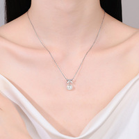 Collier en argent sterling 925 de haute qualité AZ889-X, perle d'eau douce naturelle, moissanite, collier pour femmes, nœud papillon délicat, bijoux de luxe
