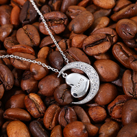 Mylove Pendentif Maman 2025 Bijoux faits à la main Collier Coeur Argent Sterling 925 Pendentif Maman Coeur Zircon Lune