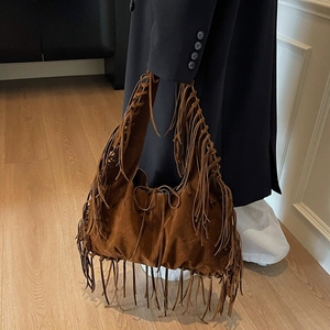 Vintage Frosted Leather Fringe Tassel <strong>Bag</strong> Women Suede Handbag Messenger Western-style Shoulder <strong>Bag</strong> Lady Bohemian <strong>Hippie</strong> Hobo <strong>Bag</strong> - Product Image 5