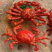 Statue de moule d'art de sculpture en fibre de verre en résine de crabe géant sur le thème marin de style dessin animé personnalisé pour cadeaux
