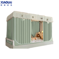 Moustiquaire de lit intégrée occultante à couverture complète, portable, rétractable, respirante, en tissu tissé, pour lit supérieur
