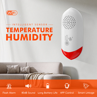 Capteur de température, d'humidité et de son Tuya Zigbee WiFi 3-en-1 avec contrôle par application et alarme pour maison intelligente