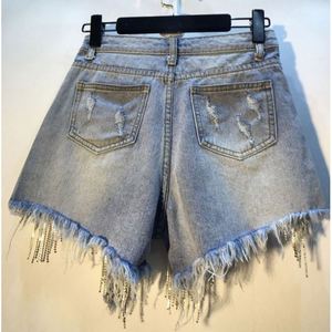 <span class=keywords><strong>2022</strong></span> <span class=keywords><strong>été</strong></span> Offre Spéciale femmes taille haute Denim Shorts strass glands mode diamant perles bleu clair à la mode femmes Denim Shorts - Product Image 5