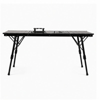 Table de camping pliante moderne IGT de 127 cm, hauteur réglable, en aluminium, avec plateau roulant, portable, pour cuisson extérieure, meuble de cuisson