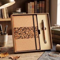 Coffret Cadeau Personnalisé avec Logo, Carnet à Couverture Rayée et Stylo Bille – Idéal pour Promotion d'Entreprise et Souvenir d'Affaires