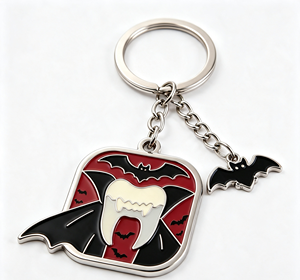 Custom Enamel Metal Key Chain Bat Tooth Pendant Zinc Alloy Rectangle <b>Keyring</b> Halloween Souvenir Gift - Product Image 4