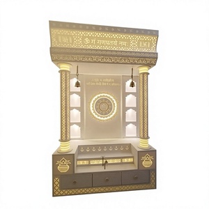 Mandir de madera de teca tradicional antiguo para decoración del hogar. Compre un mandir moderno de madera de teca con aspecto de mármol. Compre un templo de madera de teca con cúpula. - Product Image 4