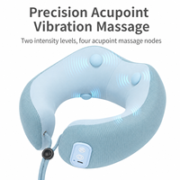 Oreiller chauffant vibrant rechargeable avec massage à 4 points, 2 niveaux de chaleur, mousse à mémoire de forme pour les voyages, la maison et le bureau