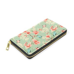 Cartera vegana de piel con diseño de mariposa y flores vintage, elegante organizador con cremallera para uso diario de mujer - Product Image 1