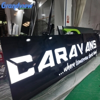 Enseigne rétroéclairée LED en acier inoxydable 3D personnalisée Grandview |   Support mural publicitaire AC 110V pour magasins et bâtiments - Utilisation intérieure/extérieure