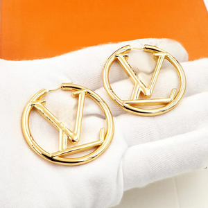 Video Show High Quality Gift Famous Popular Designer Brand Jewelry Hoop Designer brand l family large circle Gold Earrings