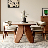 Moderner Französischer Retro Esstisch aus Sinterstein und Holz im Wabi-Sabi-Stil, Langer Esstisch für Zuhause und Restaurant
