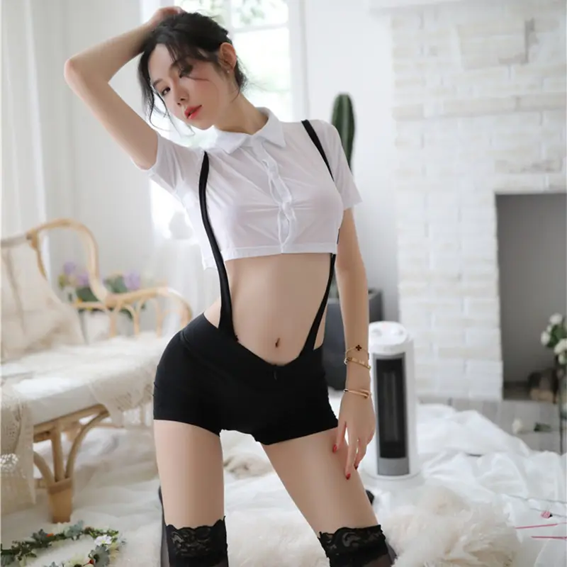 sexy secretary uniform OL skirt erotic zipper suspenders costume cosplay sexy teacher couple sex play outfit for adult