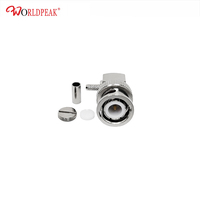 Connecteur coaxial RF mâle BNC plaqué argent 50 ohms à angle droit à sertir pour câble coaxial RG179/BT2001