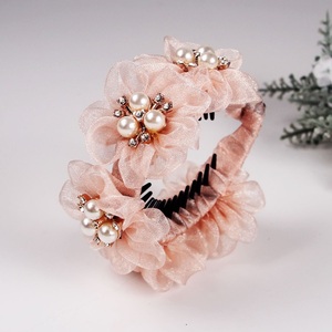 Coloré Organza Twist Queue De Cheval Épingle À Cheveux Perle Fleurs Enroulement <span class=keywords><strong>Banane</strong></span> Clip À La Mode Filles Queue De Cheval <span class=keywords><strong>Boucle</strong></span> Pince À Cheveux - Product Image 2