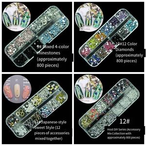 SunelPort Joyería para <span class=keywords><strong>Uñas</strong></span>, Diamantes de Imitación Transparentes de Gelatina con Diseño de Dibujos Animados, Diamantes Negros, 12 Cajas, 2/3/4 mm, Perlas Blancas con Parte Posterior Plana, SP-205, Simple - Product Image 6