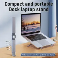 Support d'ordinateur portable pliable et réglable en aluminium Gamshare Original Factory Metal USB Type-C PD avec station d'accueil
