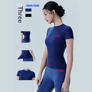Camiseta de Yoga de Manga Corta que Moldea la Cintura, Prenda Exterior Transpirable y Versátil para Mujer, Camiseta Deportiva para el Día a Día y Correr - Product Image 1