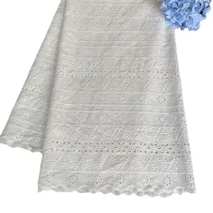 Cotton solid carve designs embroidered fabric Cotton embroidery Lace women's dress embroidered cotton and linen fabric