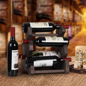 Estante de vino de madera de varias capas, 3 pisos, madera maciza, estante de exhibición y almacenamiento para escritorio, para organizar el vino en la sala de estar - Product Image 1
