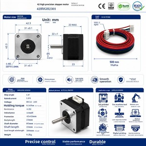 มอเตอร์สเต็ปเปอร์ไฮบริด Waillynice 42BYGH2301 <span class=keywords><strong>Nema</strong></span> <span class=keywords><strong>17</strong></span> ขนาด 23 มม. 1.8 องศา DC24V รับประกัน 2 ปี สำหรับเครื่องพิมพ์ 3 มิติ มีสินค้าในสต็อก จัดส่งรวดเร็ว - Product Image 3