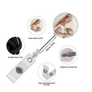 Portacredenciales Retráctil Personalizado con tu FOTO/LOGO/NOMBRE, <span class=keywords><strong>Clip</strong></span> Giratorio Resistente y Porta Identificación Vertical con Protección UV - Product Image 3
