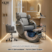 Fauteuil de pédicure électrique de luxe inclinable avec massage des mains et bassin en céramique pour spa des pieds, idéal pour la manucure et la pédicure - En vente