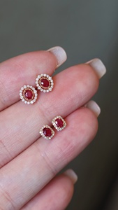 Boucles d'oreilles en or massif 18 carats avec pierres précieuses en rubis naturel de luxe Xinfly pour femmes, bijoux de mariage, cadeau - Product Image 3