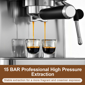 Macchina per <span class=keywords><strong>Caffè</strong></span> Espresso in Acciaio Inox con Leva di Comando, Doppia/Singola Tazza, Montalatte, Crema Ricca, Vapore 15 Bar, Serbatoio Acqua 1,8 L - Product Image 3