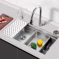 Évier de cuisine multifonctionnel en acier inoxydable Évier de port avec accessoires de travail Style coréen Grand bassin simple 7848