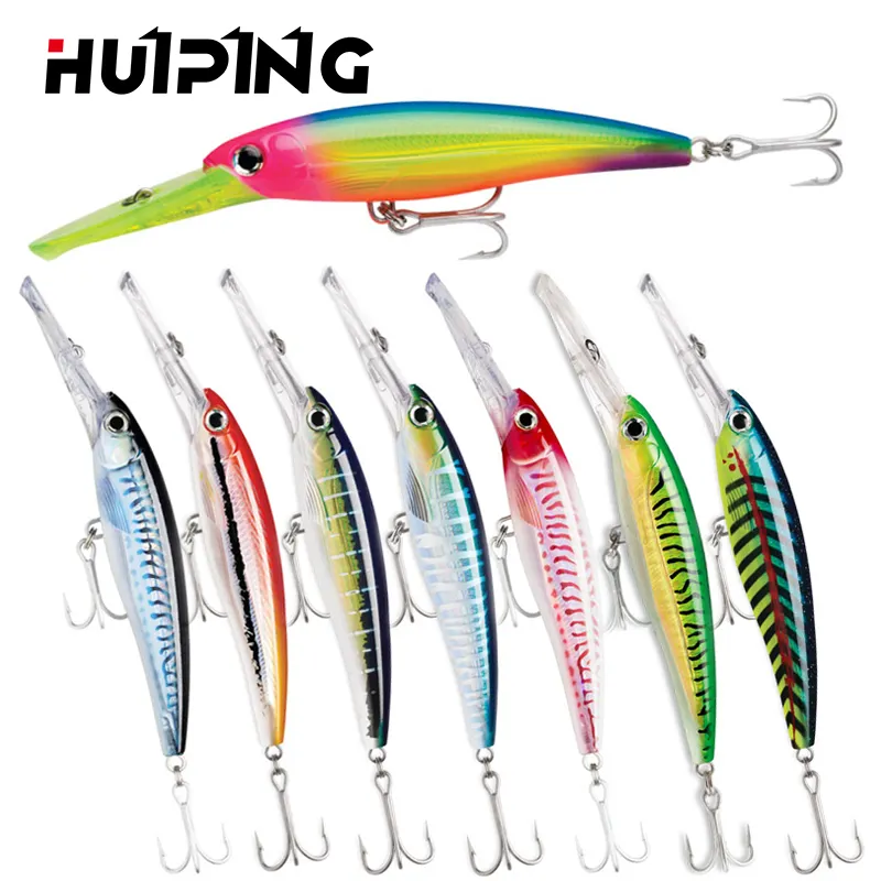 2022 New Artificial Fishing Tackle 46g 140mm Deep Diving Long Lip Fishing Lures 3D Eyes Minnow Lure For Trolling Lures Baits