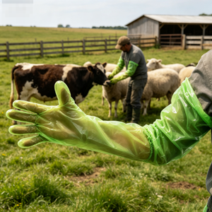 Guantes Desechables para Examen Veterinario <span class=keywords><strong>de</strong></span> Ganado Vacuno, Guantes <span class=keywords><strong>de</strong></span> PE para Veterinarios <span class=keywords><strong>de</strong></span> Granja, Cobertura Total del Brazo - Product Image 1