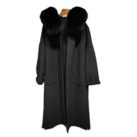 Manteau en laine cachemire Double face pour femme, longue tenue d'hiver 100% avec ceinture, fait main, ample, vêtement en laine de cachemire, nouvelle mode, vente en gros