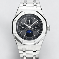 Montre automatique de luxe pour homme, bracelet en acier doré rose 18 carats, cadran bleu, calendrier perpétuel, phase de lune, montre-bracelet pour homme