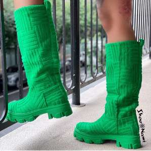 2022 nouveau arrivé à talons épais chaud mi-tube bottes femmes Pélipper en peluche grande taille serviette coton mode bottes - Product Image 4