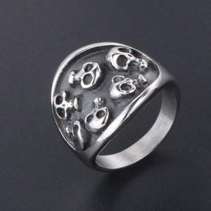 Skull Vampire <b>Titanium</b> Steel <b>Ring</b> Men's Fashion Jewelry SA386 Gift Skeleton Design - Product Image 2