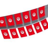 Guirlande de fanions en polyester avec drapeaux de France, d'Australie, du Danemark, de la Tunisie et autres pays du monde, avec mât en plastique
