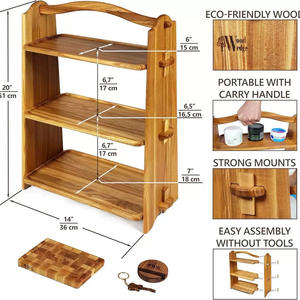 رف تخزين خشبي محمول متعدد الأغراض بثلاث طبقات للمطبخ لتخزين التوابل والخضروات والفواكه - Product Image 6
