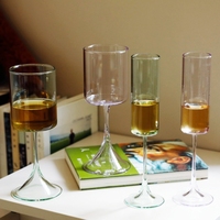Nouveaux gobelets en cristal uniques faits à la main pour mariage et fête, base en corne, violet et vert, créatifs