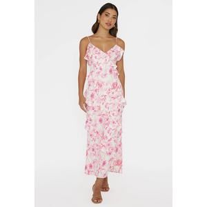 Nouvelles Arrivées Robe Longue Florale Décontractée pour les Vacances, Modèle Épaules Dénudées, Bustier, Dos Nu, Sexy, Effet Cache-cœur - Product Image 4