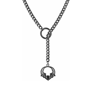 Kalung Rantai Baja Anti Karat Hitam Model Cuban Bar Punk <span class=keywords><strong>Rock</strong></span> Buatan Tangan Dapat Disesuaikan Bentuk Lariat Y Hati - Product Image 4