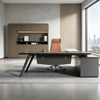 Bureau de direction simple en forme de L, table de patron en bois avec armoire latérale verrouillable, installation gauche/droite, mobilier de bureau