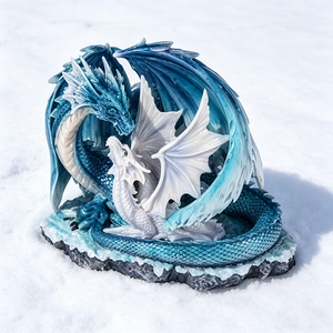 Statuetta in Resina Fatta a Mano della Famiglia di Draghi di Ghiaccio, Statua di <span class=keywords><strong>Creatura</strong></span> Mitologica Fantastica, Regalo Decorativo da Collezione per Appassionati di Draghi e Fantasia - Product Image 6