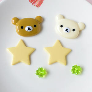 Bonito abalorio de resina de trébol estrella de oso marrón amarillo <span class=keywords><strong>para</strong></span> estuches de basura DIY pinza de <span class=keywords><strong>pelo</strong></span> zapato flores accesorios Decoración - Product Image 3