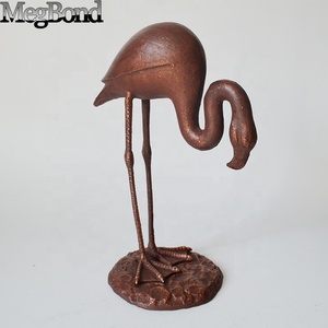 Antik bronz dökme demir Flamingo çifti heykeli zarif Metal figürinler kazınmış sevgililer günü için dökme demir flamingolar 2 Set - Product Image 3