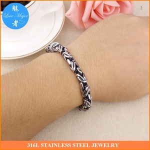 Classico antico <span class=keywords><strong>Inox</strong></span> <span class=keywords><strong>Design</strong></span> bizantino catena pesante in acciaio <span class=keywords><strong>Inox</strong></span> gioielli bracciale per gli uomini e le donne - Product Image 6