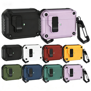 Étui pour écouteurs à ouverture automatique, résistant aux chocs, <span class=keywords><strong>coque</strong></span> de protection rigide pour écouteurs avec verrouillage sécurisé et crochet pour <span class=keywords><strong>AirPods</strong></span> <span class=keywords><strong>2</strong></span> - Product Image 1