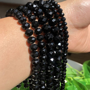 Perline di Vetro Cristallo Sfaccettato Nero 4-12mm, Pietre Semipreziose Naturali Rotonde, Filo da 38cm per Creazione di Gioielli KUOYU F00171 - Product Image 6