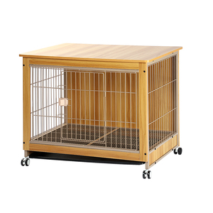 Large Medium Dog Training Crate Kennel Cage with Double Lockable Doors Pet Crate End Table Wood Furniture Cave House Chew-Proof